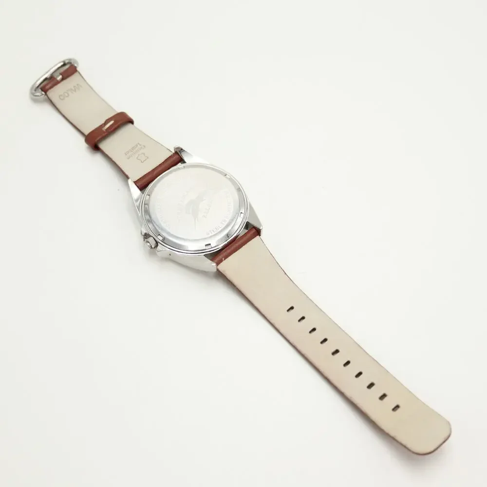 Tommy Bahama Relax Mens 42mm Date Watch Brown Leather Chipped Crystal Works READ